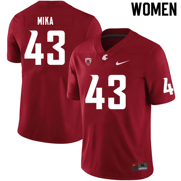 Women #43 Kson Mika Washington State Cougars College Football Jerseys Sale-Crimson